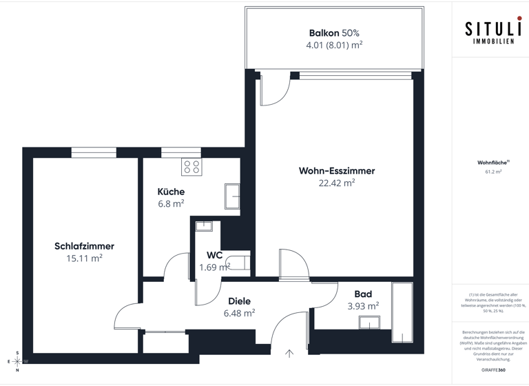 Wohnung zum Kauf 395.000 € 2 Zimmer 61 m² 2. Geschoss Aubing-Lochhausen-Langwied München 81243