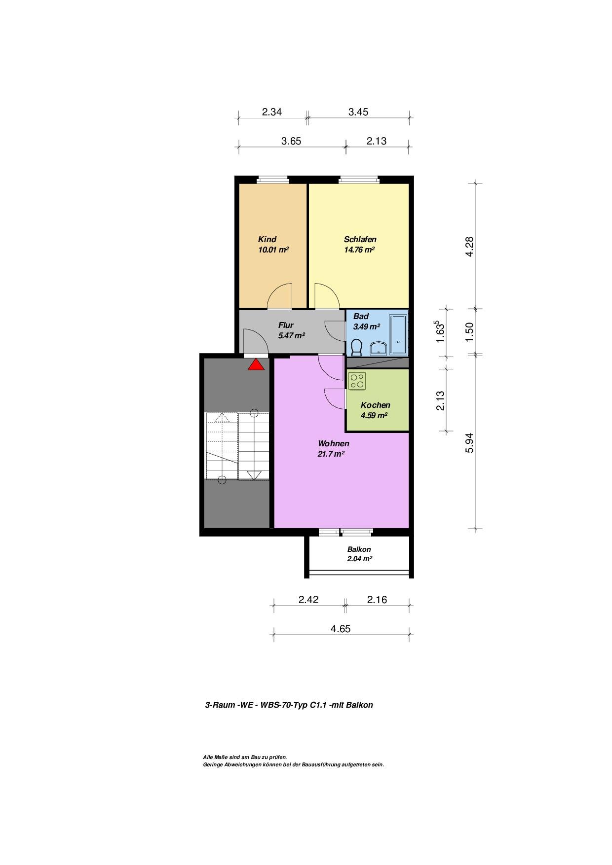 Wohnung zur Miete 272 € 3 Zimmer 62,2 m²<br/>Wohnfläche 4.<br/>Geschoss Hufeisenstr. 8 Reitbahnviertel Neubrandenburg 17034