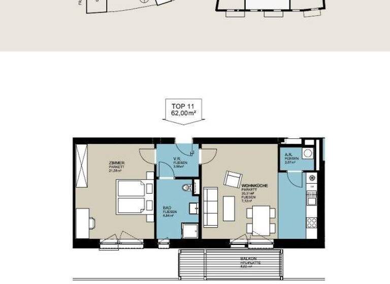 Wohnung zur Miete 750 € 2 Zimmer 62 m² 3. Geschoss frei ab 01.05.2026 St. Pölten 3100