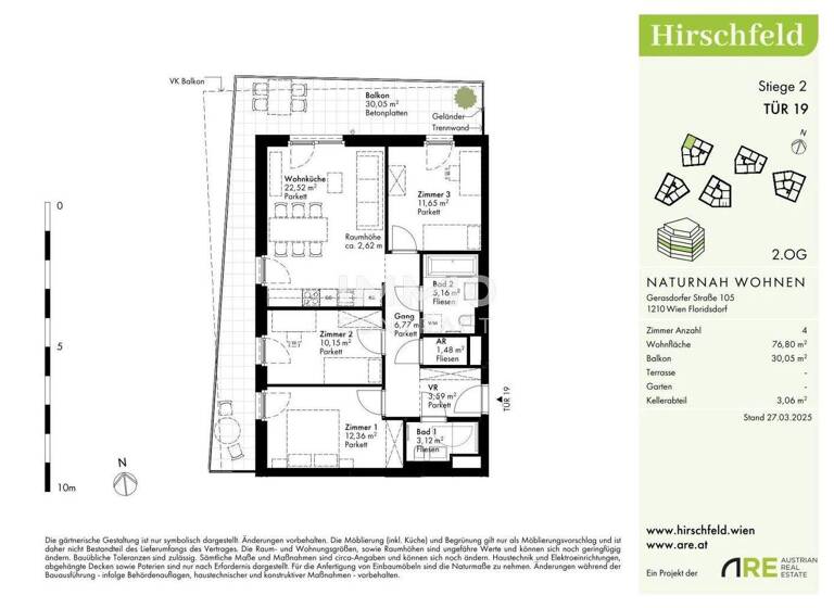 Wohnung zum Kauf - Erstbezug provisionsfrei 480.000 € 4 Zimmer 76,8 m² Wien 1210