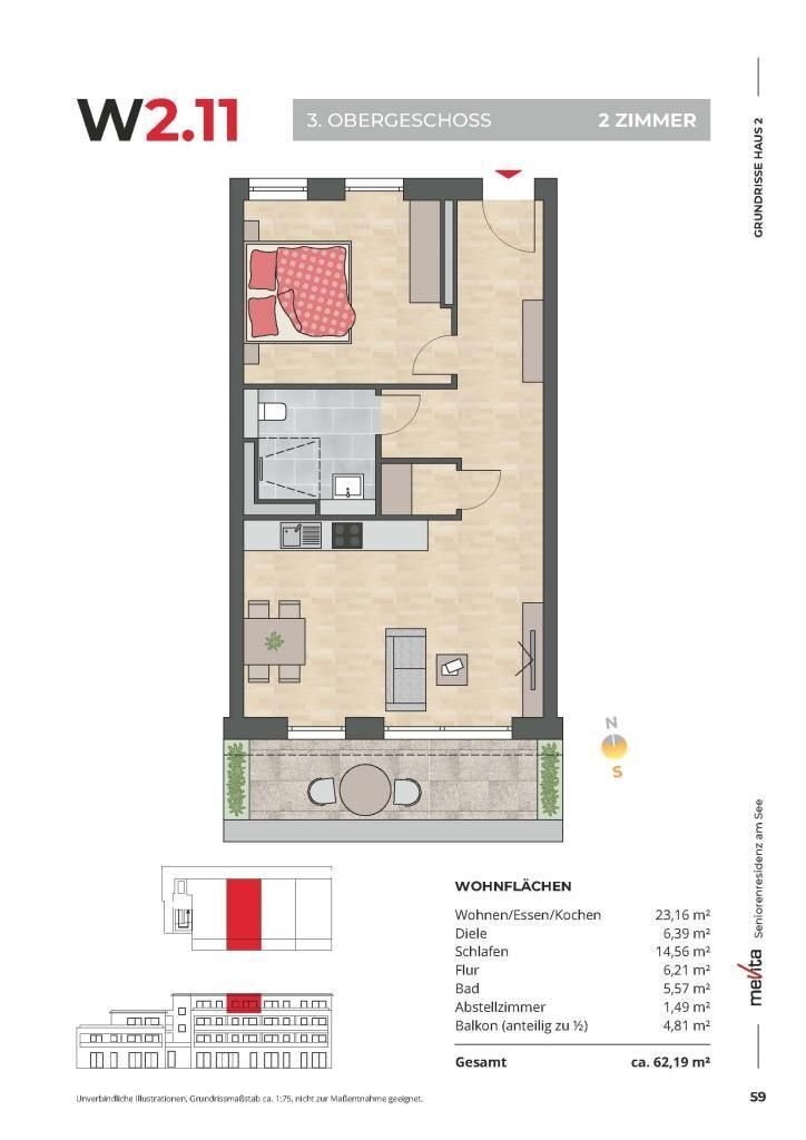 Wohnung zum Kauf provisionsfrei 498.000 € 2 Zimmer 62,2 m²<br/>Wohnfläche 4.<br/>Geschoss Süd - West Radolfzell 78315