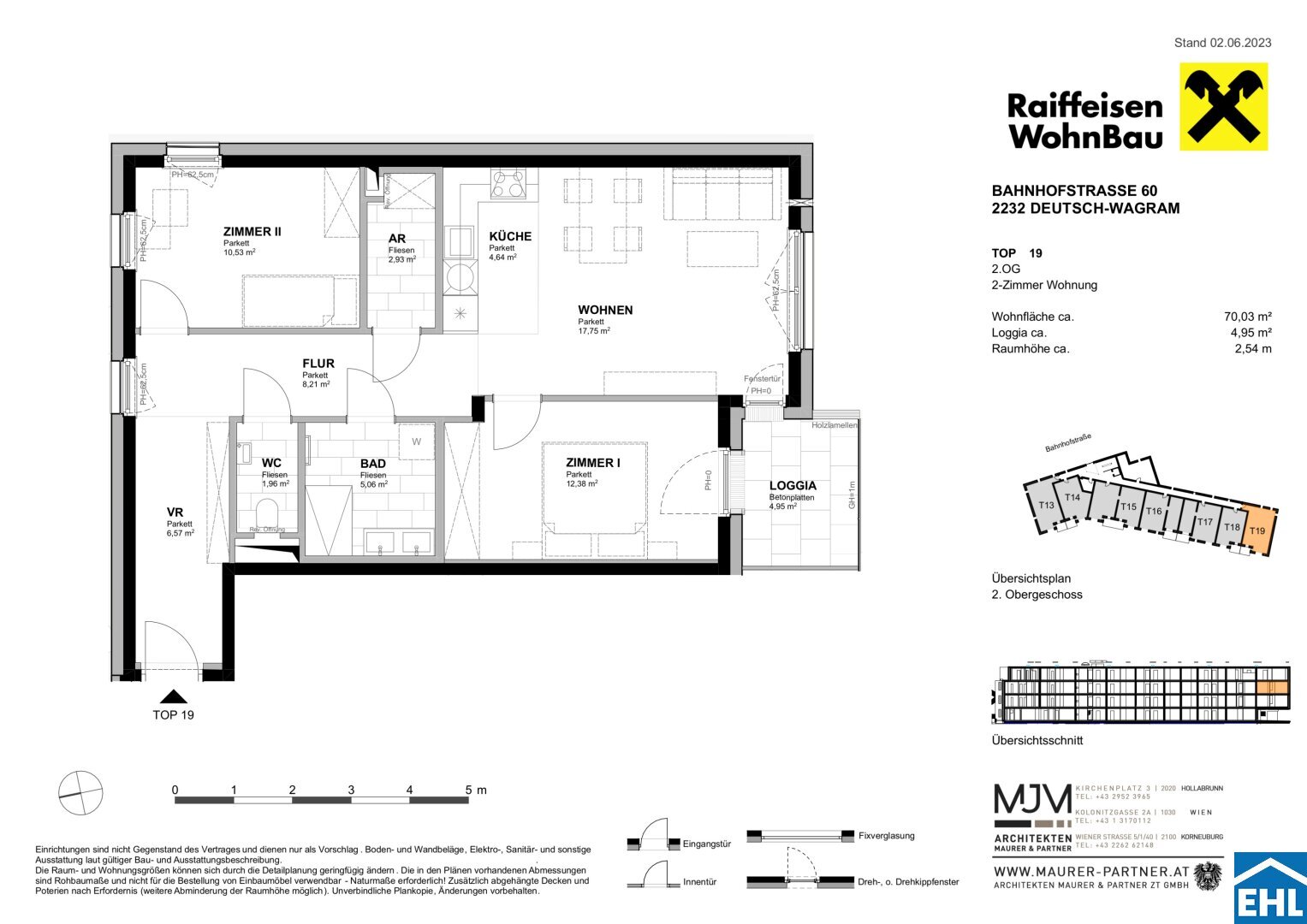 Wohnung zum Kauf 343.000 € 3 Zimmer 70 m²<br/>Wohnfläche 2.<br/>Geschoss Bahnhofstraße Deutsch-Wagram 2232