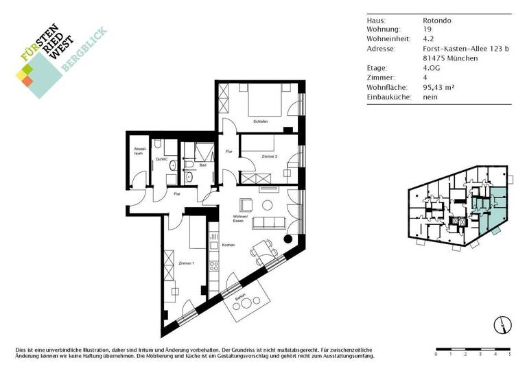 Studio zur Miete - Erstbezug 2.175 € 4 Zimmer 95,4 m² 4. Geschoss Forst-Kasten-Allee 123b Thalk.Obersendl.-Forsten-Fürstenr.-Solln München 81475