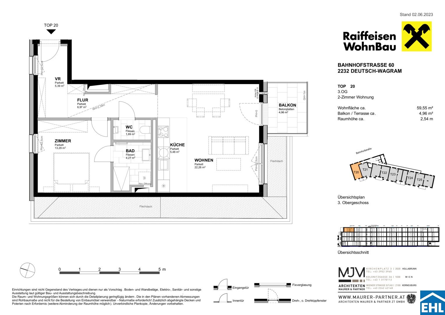 Wohnung zum Kauf 311.350 € 2 Zimmer 59,6 m²<br/>Wohnfläche 3.<br/>Geschoss Bahnhofstraße Deutsch-Wagram 2232