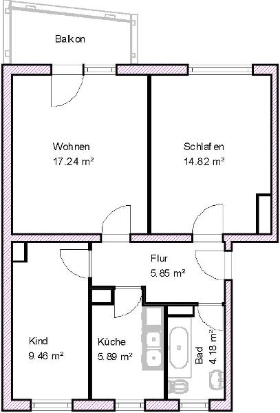 Wohnung zur Miete 467 € 3 Zimmer 58,4 m²<br/>Wohnfläche 1.<br/>Geschoss 01.02.2025<br/>Verfügbarkeit Kühleweinstraße 33 Nordpark Magdeburg 39106