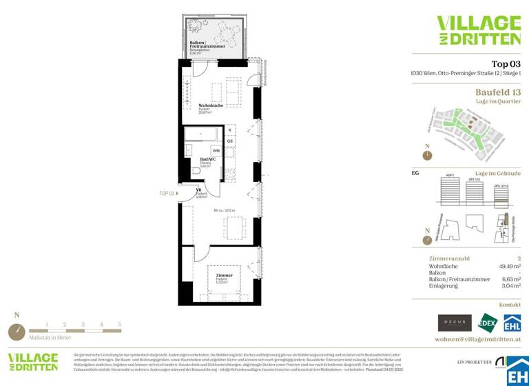 Wohnung zum Kauf - Erstbezug 366.000 € 2 Zimmer 49,5 m² EG Otto-Preminger-Straße Wien 1030