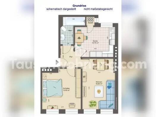 Wohnung zur Miete Tauschwohnung 598 € 2 Zimmer 53 m² 2. Geschoss Niendorf Eimsbüttel 20257