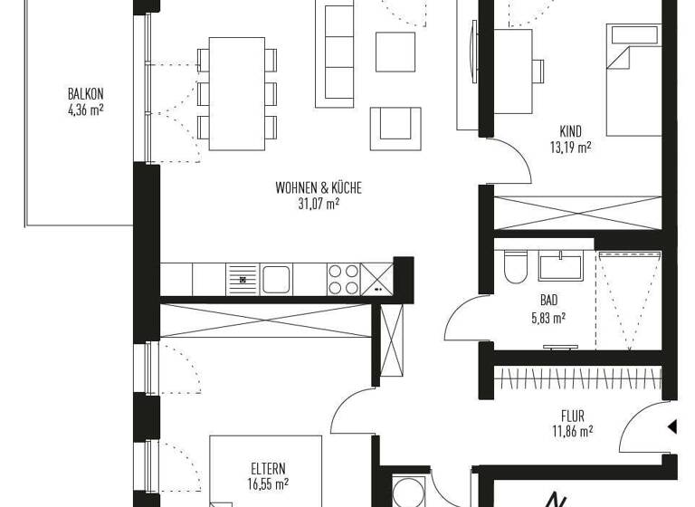 Wohnung zum Kauf - Neubau provisionsfrei 414.274 € 3 Zimmer 84,9 m² 1. Geschoss Zeesen Königs Wusterhausen 15711
