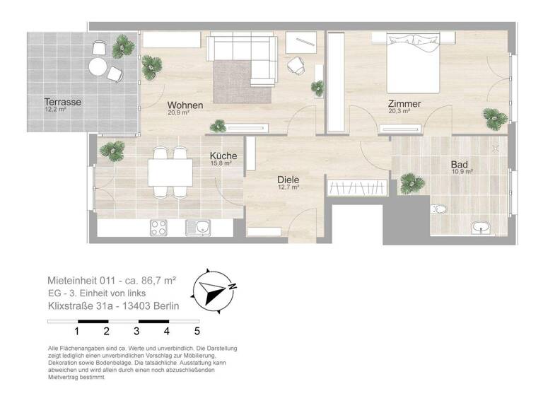 Wohnung zur Miete nur mit Wohnberechtigungsschein 1.004 € 2 Zimmer 83,1 m² EG frei ab 16.03.2026 Klixstr. 31a Reinickendorf Berlin 13403
