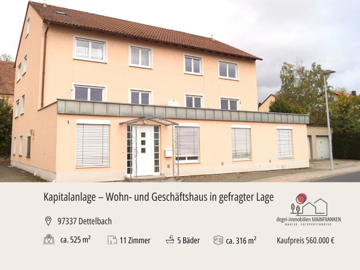 Mehrfamilienhaus zum Kauf 560.000 € 11 Zimmer 316 m² 525 m² Grundstück frei ab sofort Dettelbach 97337