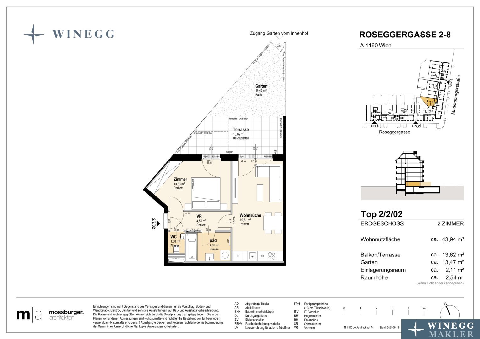 Wohnung zum Kauf 293.900 € 2 Zimmer 43,9 m²<br/>Wohnfläche EG<br/>Geschoss Roseggergasse 2-8 Wien 1160