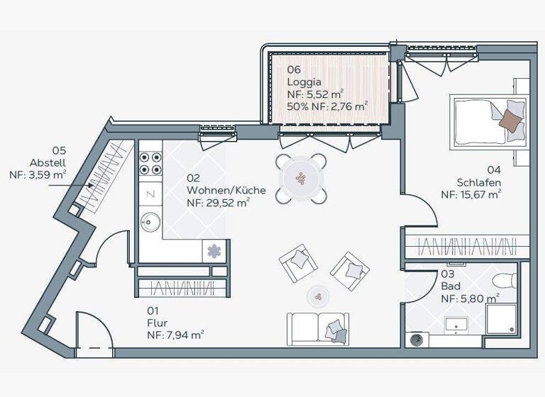 Wohnung zur Miete 875 € 2 Zimmer 65,6 m² 5. Geschoss frei ab 01.04.2026 Brockwitzer Straße 9 Mickten Dresden 01139
