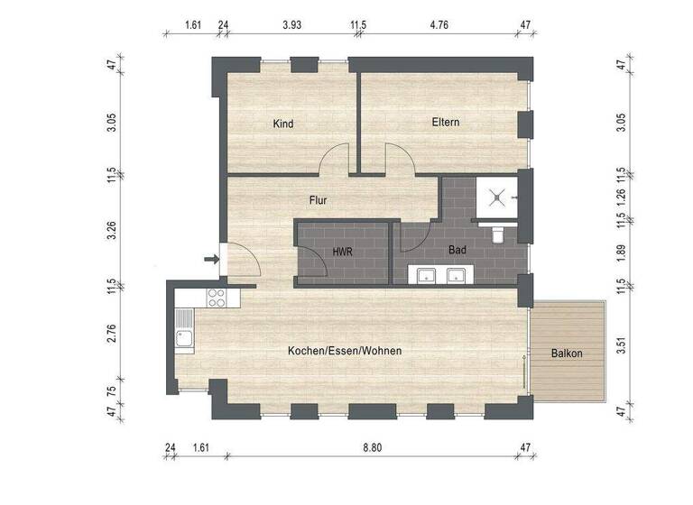 Wohnung zur Miete - Erstbezug 990 € 3 Zimmer 92,8 m² 1. Geschoss frei ab sofort Esens 26427