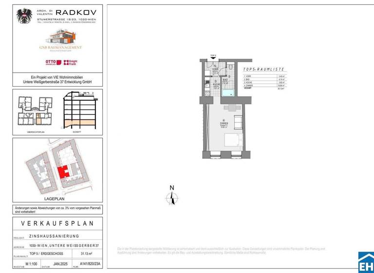 Studio zum Kauf 235.000 € 1 Zimmer 31,1 m² EG Untere Weißgerberstraße Wien 1030