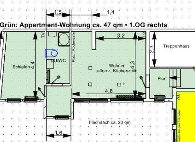 Studio zur Miete 350 € 1,5 Zimmer 47 m² frei ab 01.06.2026 Mühlhausen 99974