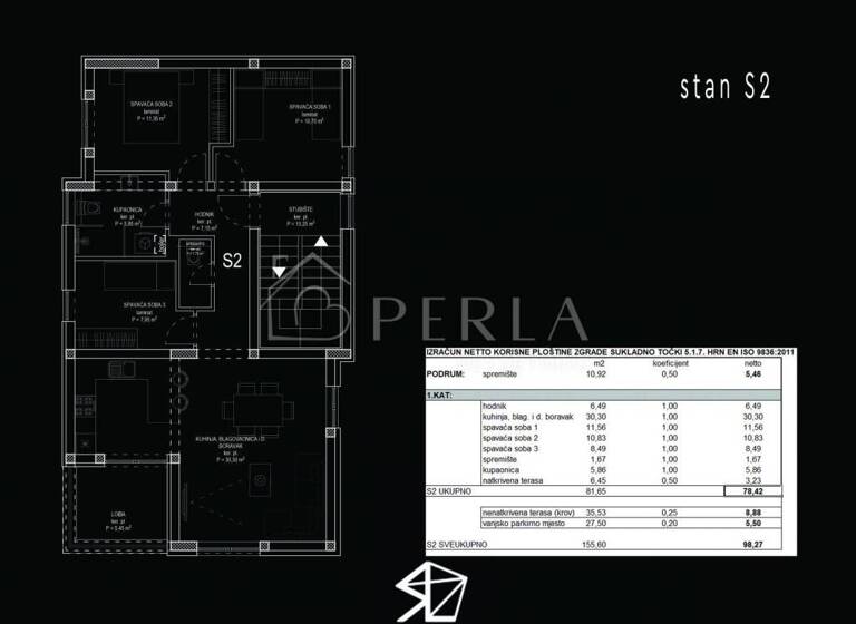 Wohnung zum Kauf 478.800 € 4 Zimmer 98 m² 1. Geschoss Visnjik, Zadar Jazine - Bili brig