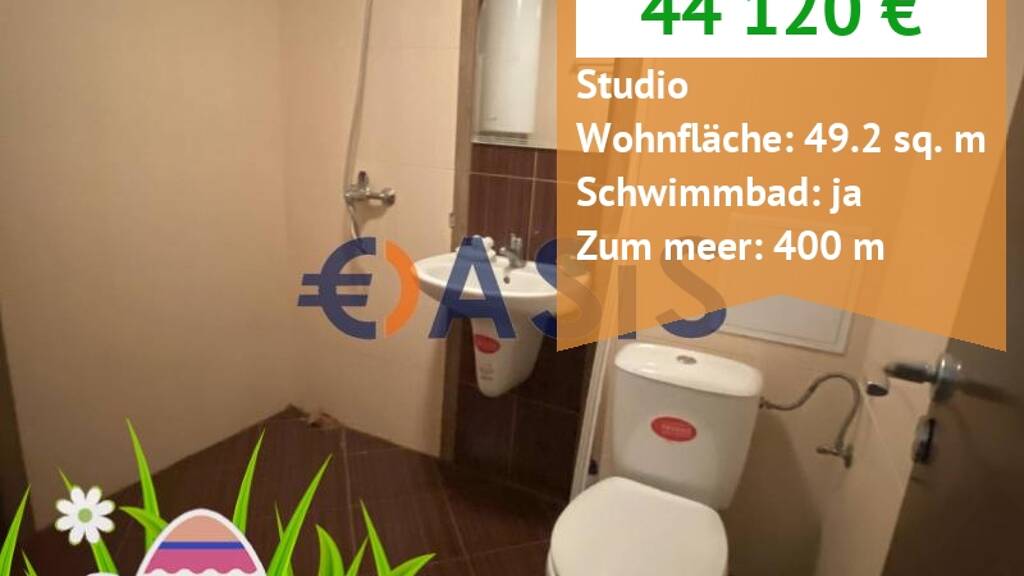 Studio zum Kauf provisionsfrei 44.120 € 1 Zimmer 49 m² 2. Geschoss Sunny Beach
