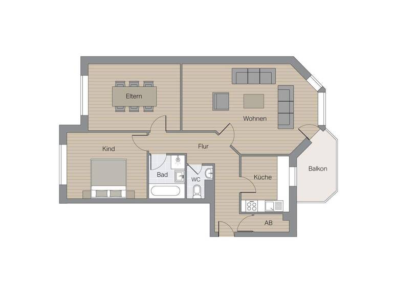 Wohnung zum Kauf 199.900 € 3 Zimmer 76,9 m² 1. Geschoss Weidedamm Bremen 28215