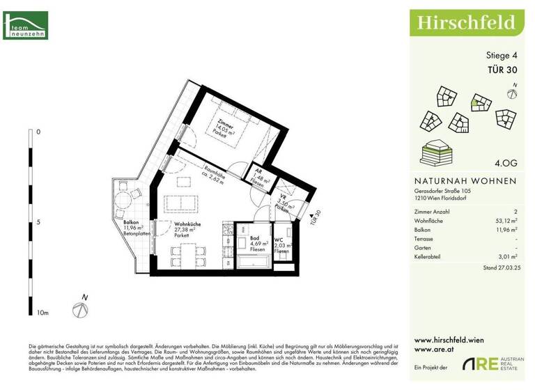 Wohnung zum Kauf - Erstbezug provisionsfrei 334.500 € 2 Zimmer 53,1 m² 4. Geschoss Gerasdorfer Straße 105 Wien 1210