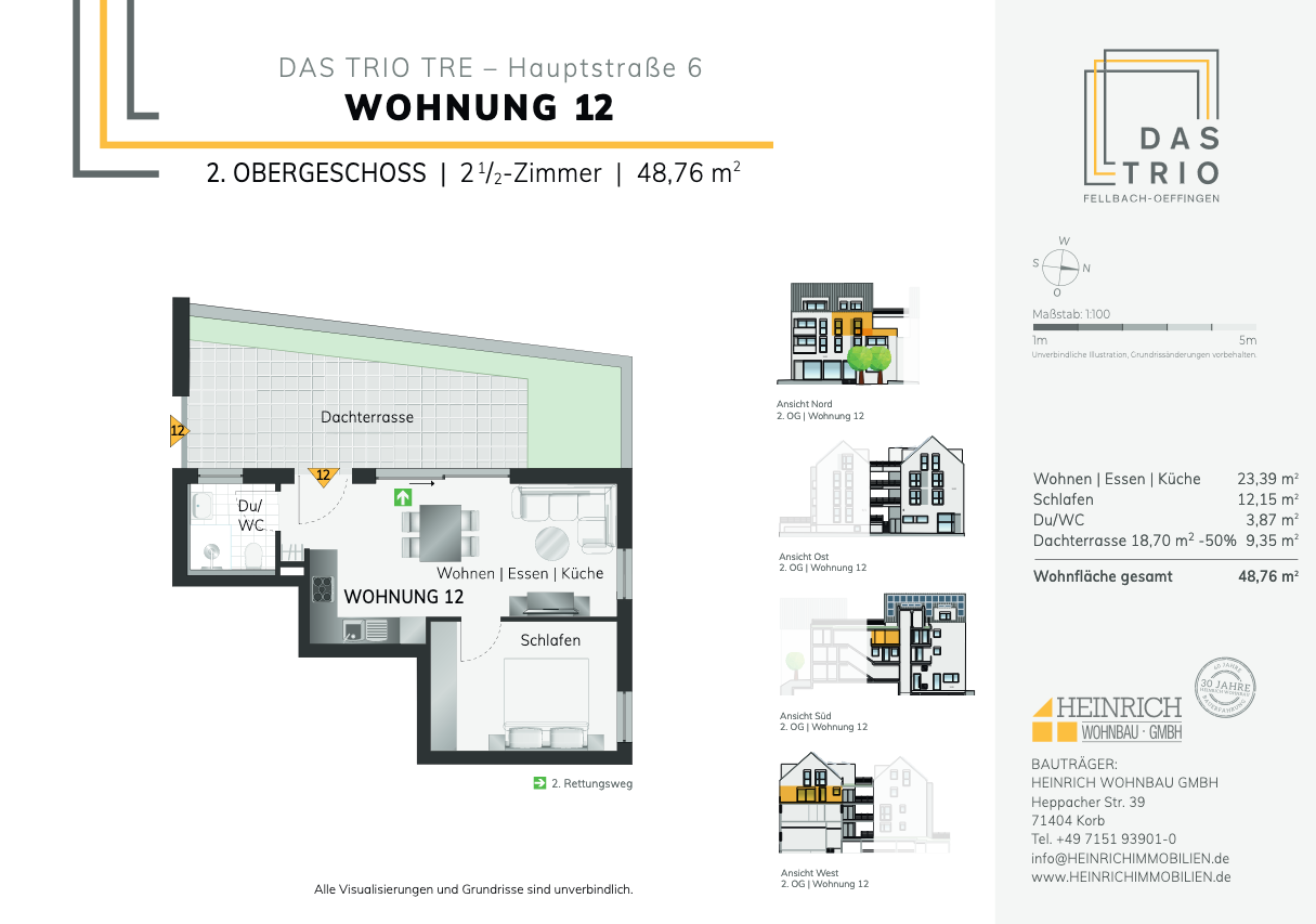 Wohnung zum Kauf provisionsfrei 297.400 € 2,5 Zimmer 48,8 m²<br/>Wohnfläche Oeffingen Fellbach 70736