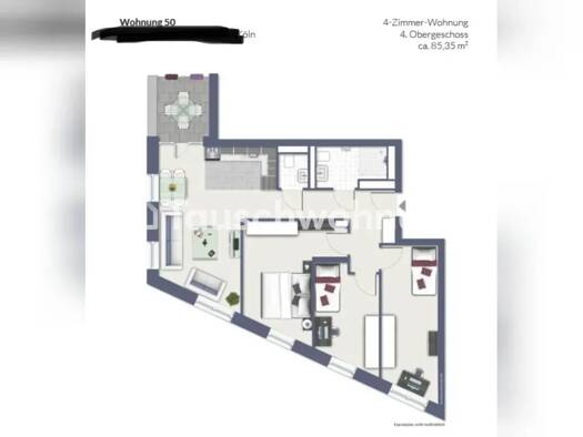 Wohnung zur Miete nur mit Wohnberechtigungsschein Tauschwohnung 900 € 4 Zimmer 85 m² 4. Geschoss Altstadt-Nord Innenstadt 50668