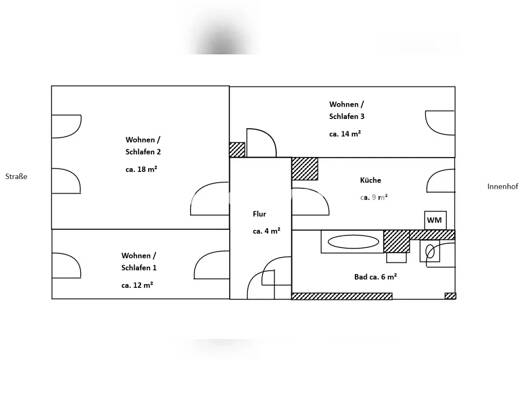 Wohnung zur Miete Tauschwohnung 450 € 3 Zimmer 63 m² 2. Geschoss Pieschen-Nord/Trachenberge Ortsamtsbereich Pieschen 01127