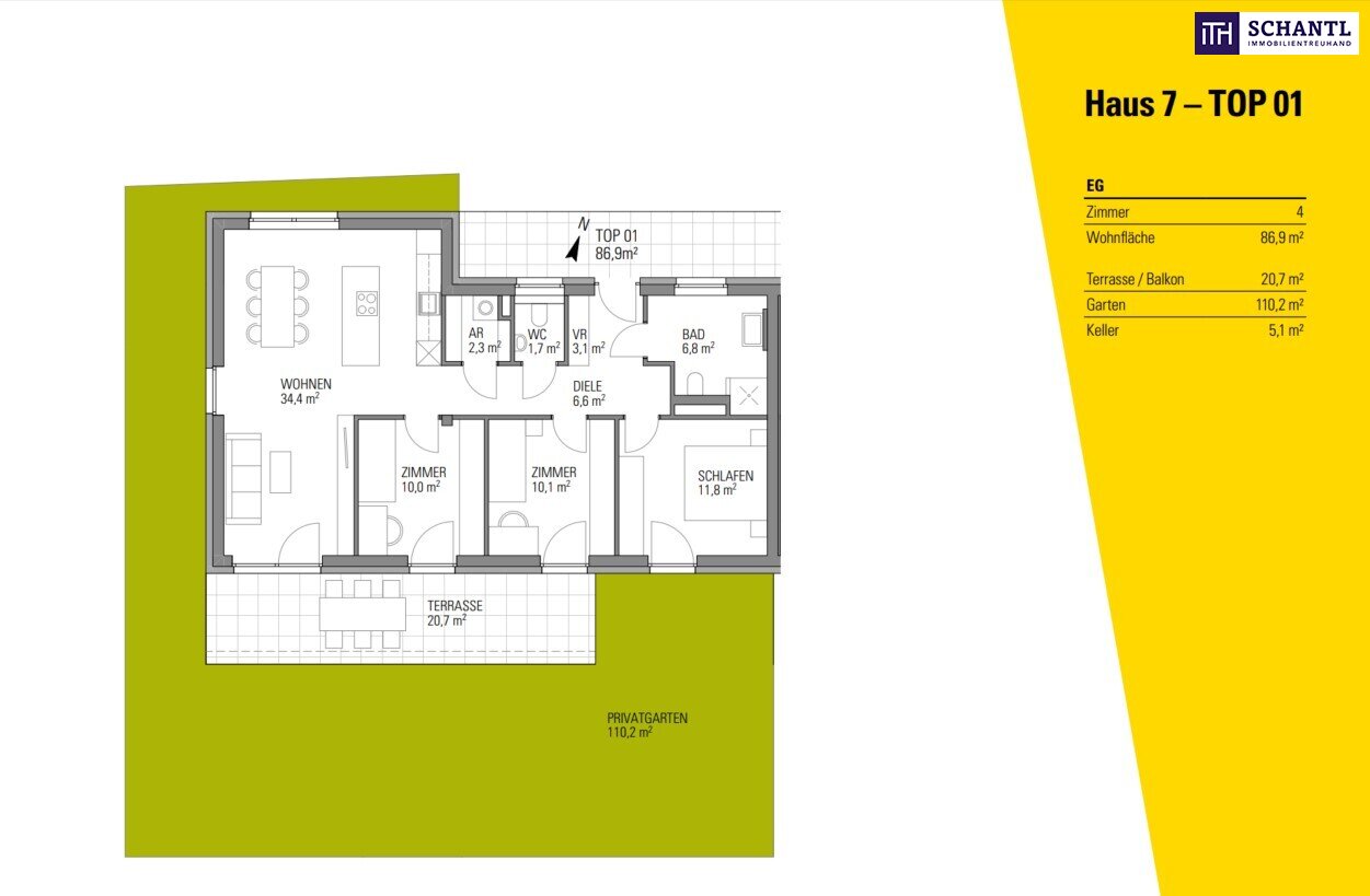 Wohnung zum Kauf 355.900 € 3 Zimmer 86,9 m²<br/>Wohnfläche EG<br/>Geschoss Zirbenweg Kalsdorf bei Graz 8401