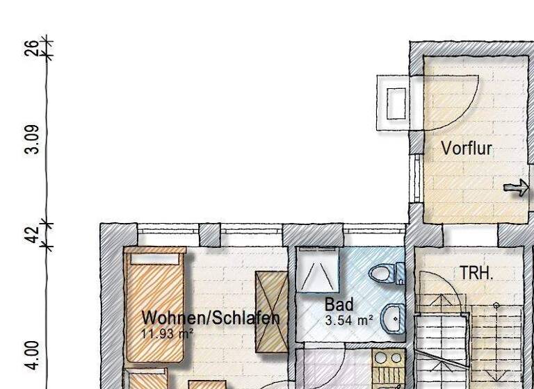 Studio zur Miete 520 € 1 Zimmer 41 m² EG frei ab sofort Wasbeker Straße 69 Innenstadt Neumünster 24534