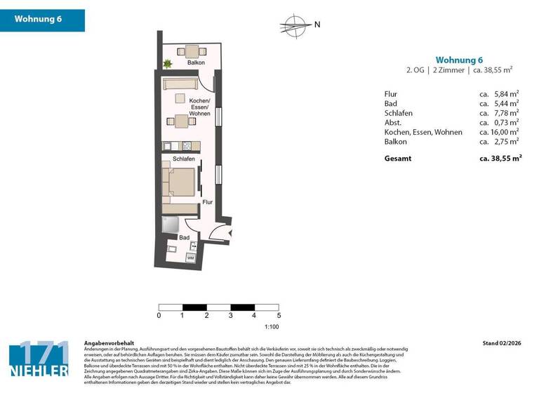 Wohnung zum Kauf 259.000 € 2 Zimmer 38,6 m² 2. Geschoss Nippes Köln / Nippes 50733