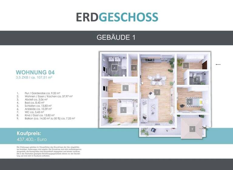 Wohnung zum Kauf - Erstbezug provisionsfrei 437.400 € 3,5 Zimmer 107,5 m² St Arnual Saarbrücken 66119
