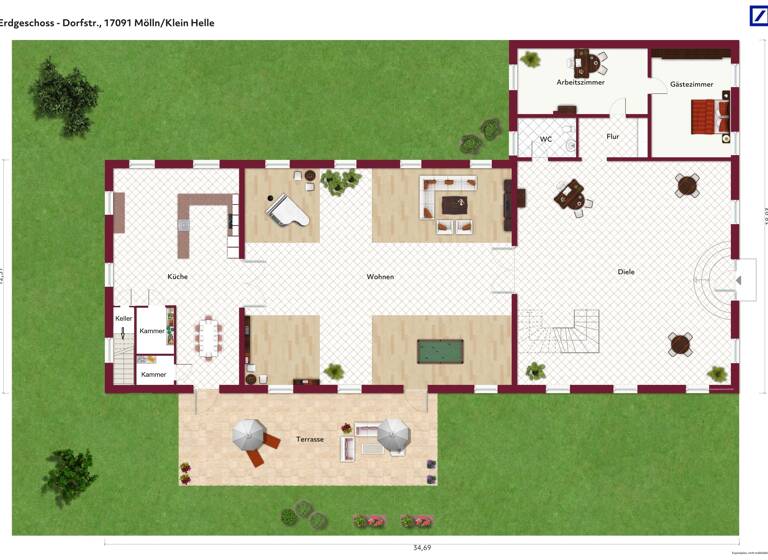 Herrenhaus zum Kauf provisionsfrei 1.300.000 € 11 Zimmer 862 m²<br/>Wohnfläche 3.211 m²<br/>Grundstück Groß Helle Mölln 17091