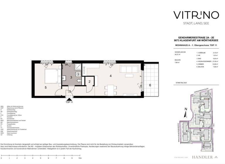 Wohnung zur Miete - Erstbezug 764 € 2 Zimmer 54,4 m² St. Peter Klagenfurt,13.Bez.:Viktring 9020