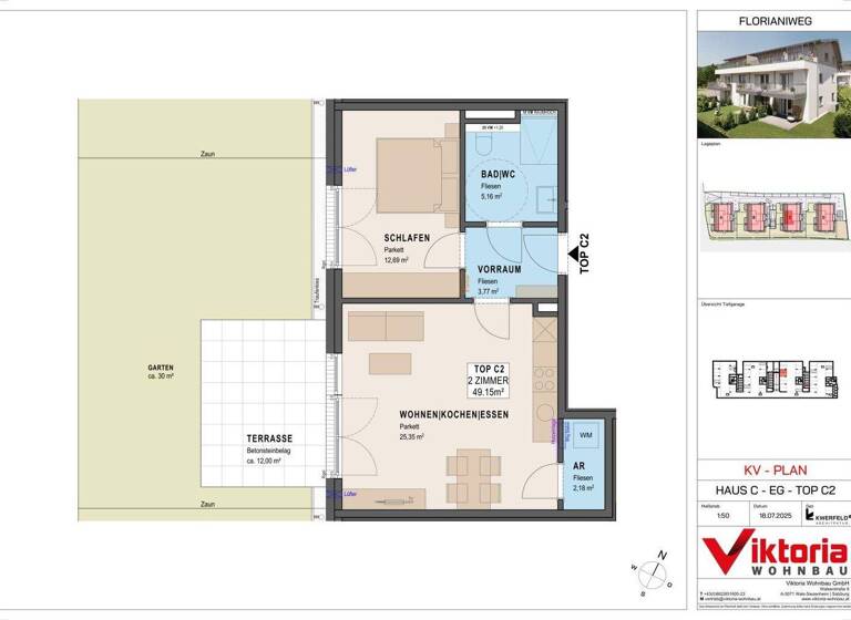 Wohnung zum Kauf - Erstbezug 258.000 € 2 Zimmer 49,2 m² EG Bergheim 5101