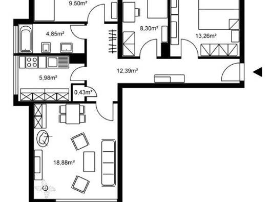 Wohnung zur Miete 638 € 3,5 Zimmer 75,3 m² 4. Geschoss frei ab 01.08.2026 Rumpenheimer Straße 94 Bürgel Offenbach am Main 63075