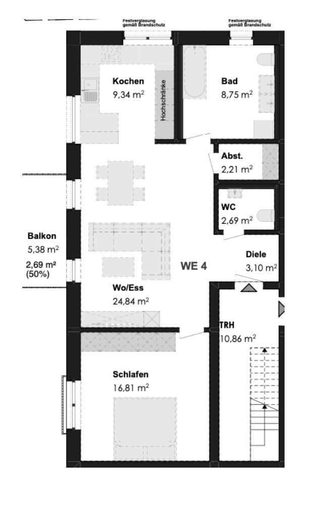 Wohnung zum Kauf 419.000 € 2 Zimmer 70,4 m²<br/>Wohnfläche 1.<br/>Geschoss Merching Merching 86504