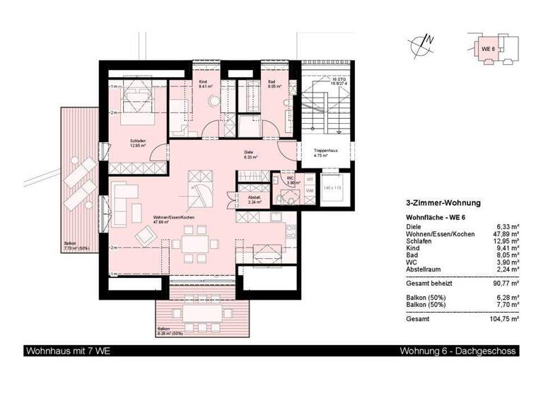 Wohnung zum Kauf - Erstbezug provisionsfrei 827.000 € 3 Zimmer 104,8 m² 2. Geschoss Rebenweg 26 Betznau Kressbronn am Bodensee 88079