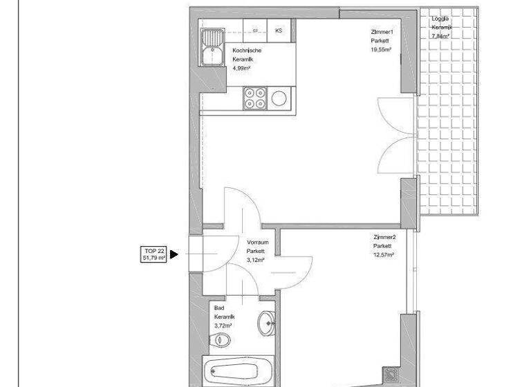 Wohnung zur Miete 699 € 2 Zimmer 2. Geschoss Wien 1100