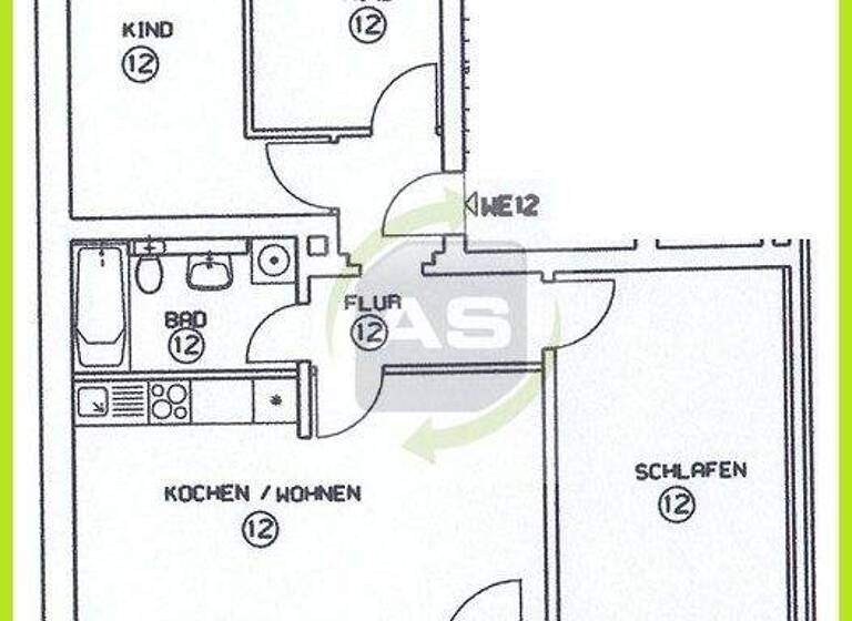 Wohnung zur Miete 444 € 4 Zimmer 74 m² 1. Geschoss frei ab sofort Mittelgrundstraße 66 Bahnhofsvorstadt Zwickau 08056
