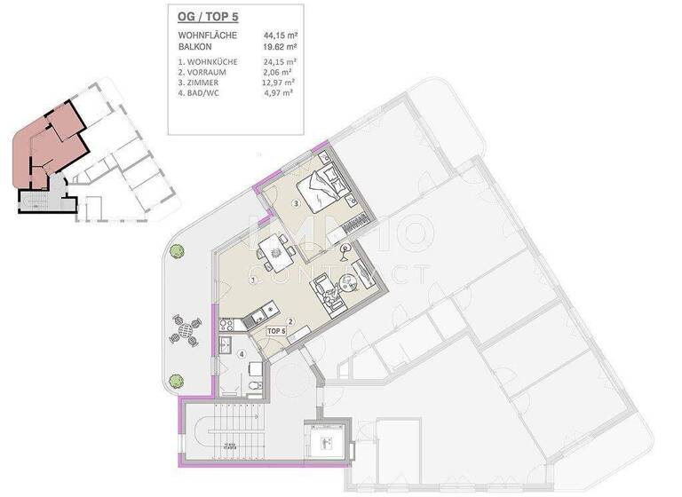 Wohnung zum Kauf - Erstbezug 289.000 € 2 Zimmer 44,2 m² 1. Geschoss Wien 1210