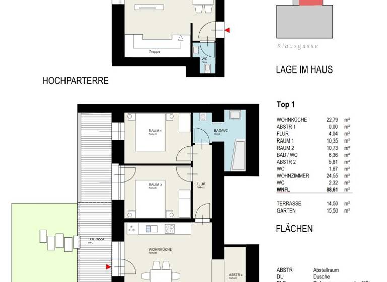 Wohnung zum Kauf - Erstbezug 635.000 € 4 Zimmer 88,6 m² EG Wien 1160