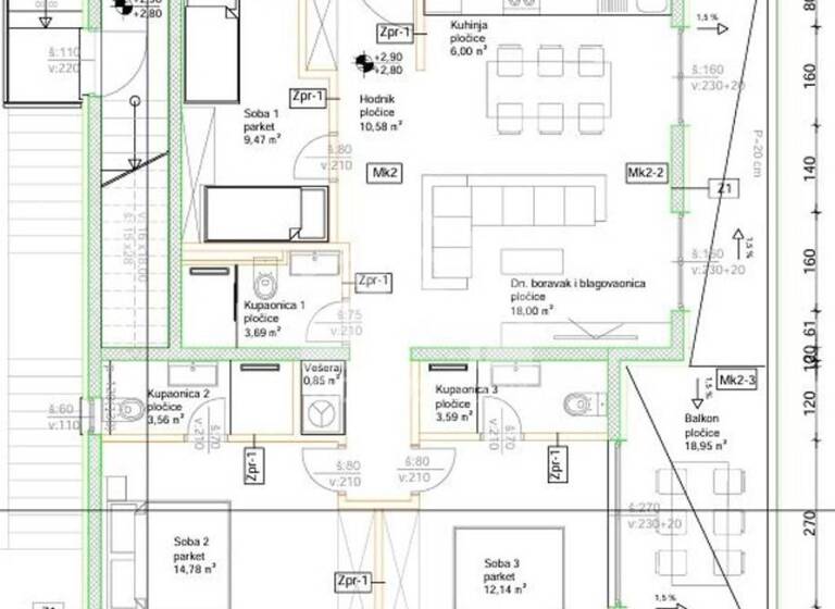 Wohnung zum Kauf 570.000 € 6 Zimmer 102 m² 1. Geschoss Okrug