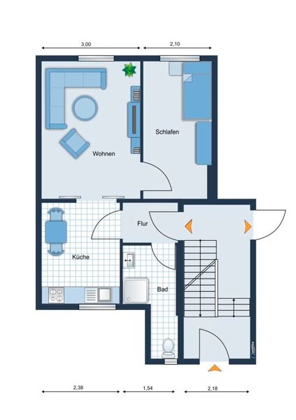 Wohnung zum Kauf provisionsfrei 29.700 € 2 Zimmer 35,3 m²<br/>Wohnfläche 1.<br/>Geschoss Dr. Cammerer Straße 3 Aschersleben Aschersleben 06449