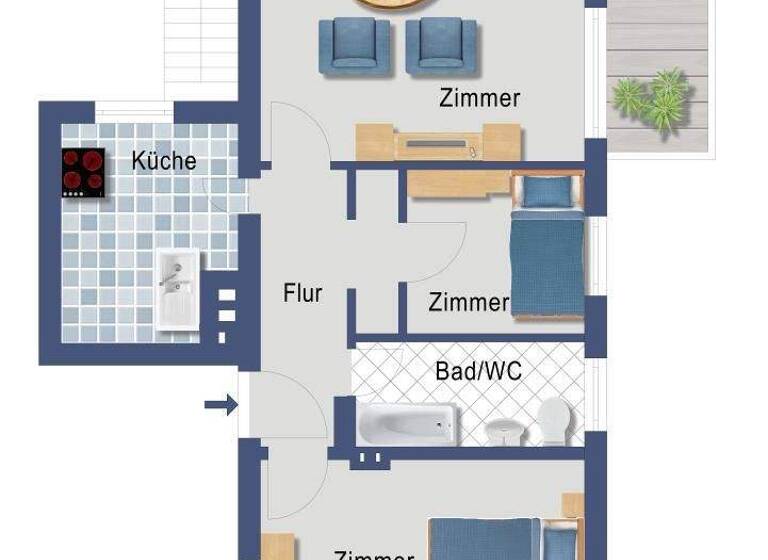 Wohnung zum Kauf provisionsfrei 192.000 € 2,5 Zimmer 63,3 m² 2. Geschoss General-Barby-Straße 112 Reinickendorf Berlin 13403