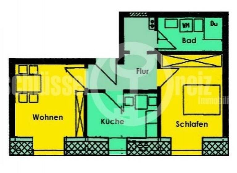 Wohnung zur Miete 420 € 2 Zimmer 46 m² 2. Geschoss frei ab sofort Äußere Neustadt Dresden 01099