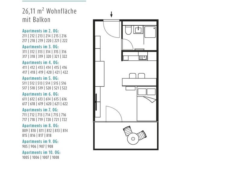 Wohnung zum Kauf provisionsfrei 399.900 € 1 Zimmer 26,1 m²<br/>Wohnfläche 10.<br/>Geschoss Schwabing-Freimann München 80804
