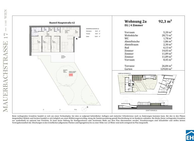 Wohnung zum Kauf - Erstbezug 649.000 € 4 Zimmer 92,3 m² EG Hauptstraße Wien 1140