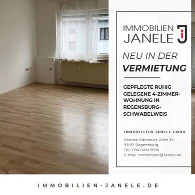 Wohnung zur Miete 1.100 € 4 Zimmer 89,4 m² frei ab sofort Schwabelweis Regensburg 93055