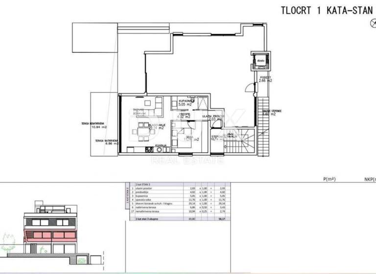 Wohnung zum Kauf 390.000 € 2 Zimmer 73 m² 1. Geschoss Petrcane - Kozino