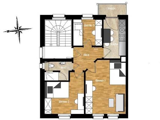 Wohnung zur Miete 1.250 € 3 Zimmer 52 m² 1. Geschoss Daimlerstr. 119 Bad Cannstatt Stuttgart 70372