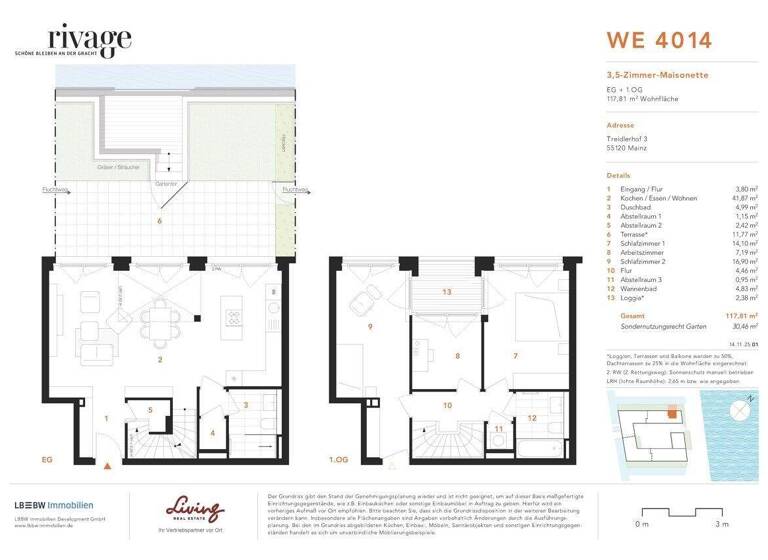 Maisonette zum Kauf - Erstbezug 1.079.900 € 3,5 Zimmer 117,8 m² EG An den Grachten 3 Neustadt Mainz 55120
